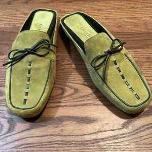 Cole Haan Suede Mules with Leather Stitching Detail